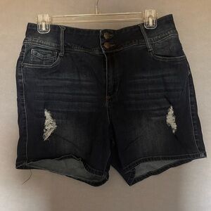 Hybrid & Company Blue Jean Shorts Distressed Cut-Off